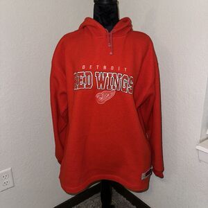 Vtg Pro Edge Hoodie Adult Large‎ Red Detroit Red Wings NHL Hockey Sport Fleece